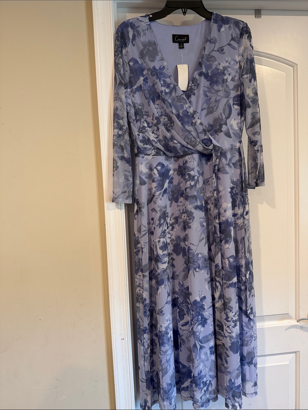 connected apparel Lavender Floral Maxi Wrap Dress